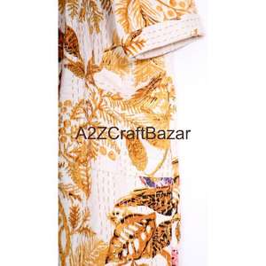 Bata de Mujer de Lujo, Hecha a Mano, Tejida, con Cuello en V, Cordón Ajustable, Manga Larga Tres Cuartos, 100% Algodón, Suave, Transpirable y de Secado Rápido - Product Image 2