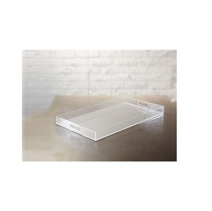 Plateau de service moderne en acrylique, rectangulaire, transparent, pour la maison, plateau décoratif - pour présentoirs, 2 pièces, couleur blanc naturel - Product Image 5