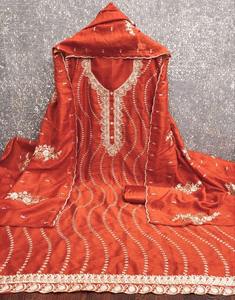 Exclusivo Conjunto de Traje de Mujer sin Costuras en Falsa Georgette con Bordado, Manga Larga, Antiencogimiento, Salwar Kameez Indio, Sari para Boda - Product Image 3