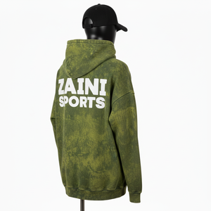 Sweat à capuche pour femme en coton polyester molletonné lourd 300 GSM, lavage à l'acide, vert olive, look vintage, logo personnalisé, sweat-shirts basiques - Product Image 5