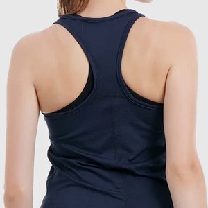 Camiseta sin mangas para mujer, color azul marino, cuello redondo, color sólido, tejido transpirable, estilo deportivo, 100% poliéster, longitud regular - Product Image 5