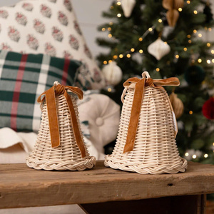 Ensemble de 2 cloches en rotin tissé pendentif ornements suspendus Noël Jingle Bell arbre de Noël cloche ornement décoration de vacances de Noël - Product Image 6