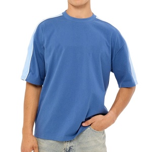 100% Cotton Jersey Customized <b>Down</b> Shoulder T-Shirt Wholesale Factory Price Half Sleeve Plain Blank Arm Panel Design Pattern - Product Image 1