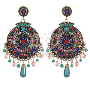 ต่างหูห้อยระย้าสำหรับผู้หญิง ดีไซน์ทันสมัย ชุบทองแดง เหมาะสำหรับงานปาร์ตี้ สไตล์สั่งทำพิเศษ ขนาดสำหรับผู้ใหญ่ - Product Image 1