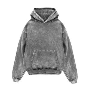 Fabricant vente en gros de sweats à capuche délavés à l'acide pour hommes poids lourds personnalisés 100% coton lavé à la pierre hiver haute qualité sweats Boxy - Product Image 2