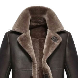 เสื้อโค้ทหนังแกะขนเฟอร์สำหรับผู้ชายเสื้อโค้ทหนังแกะขนเฟอร์สีน้ำตาลคุณภาพสูงแบบพรีเมี่ยม - Product Image 3