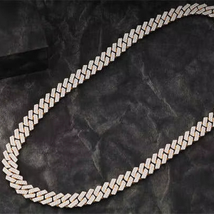 Cadena Cubana de Lujo Estilo Miami, Chapada en Oro Blanco de 24K, con Diamantes Sintéticos Cultivados en Laboratorio, Joyería Hip Hop para un Estilo Urbano Elegante - Product Image 1