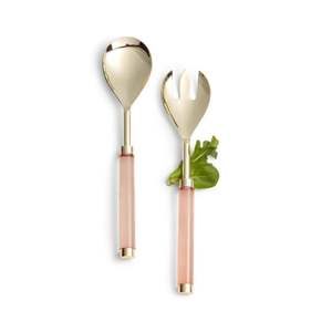 Ensemble de serveurs à salade en métal de qualité supérieure poignée en acrylique ustensile de service de salle à manger de luxe décor de cuisine élégant - Product Image 1