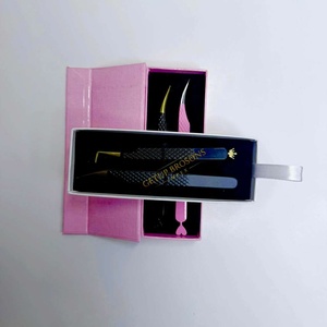 Pince à épiler professionnelle GETUP BROSONS IMPEX en acier inoxydable 10 mm, antistatique, pour isolation de volume, pointe noire/dorée rose, pour cils lisses - Product Image 5