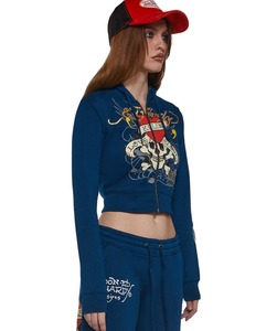 Conjunto de 2 Piezas para Mujer Talla Grande 2025, Sudadera Corta con Capucha y Cremallera Impermeable de Felpa, Pantalones Deportivos, Estilo Informal con Estampado de Calaveras para Invierno - Product Image 3