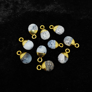 925 Sterling Silver Gold Plated Dendrite <b>Opal</b> Tumble Gemstone Charm <b>Pendant</b> for Jewelry Making - Product Image 1