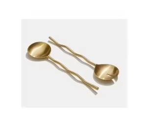 Cuillères à salade en acier inoxydable avec poignée en résine de couleur blanche - Product Image 4