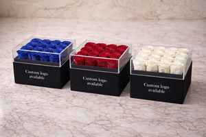 กล่องดอกกุหลาบอมตะทรงสี่เหลี่ยมสีแดง Glamour Boutique บรรจุ 16 ดอก ของตกแต่งโต๊ะสุดหรู คงทนนาน 3-5 ปี ของขวัญวันเกิดสำหรับเธอ - Product Image 3