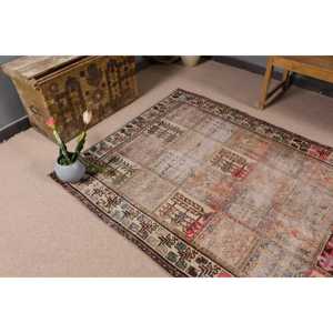 Alfombra Turca de 4.4x8.8 pies, Alfombra Vintage, Alfombra Azul de Lana del Suroeste - Product Image 5