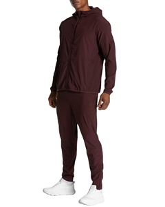 Custom Manufacture Two Piece Solid Winter Hooded <b>Jacket</b> Set Drawstring Nylon Polyester Streetwear Windbreaker Lightweight - Product Image 1