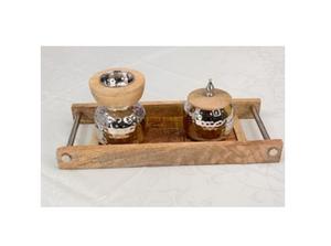 Stainless Steel And Wooden Mabkhara With Oud Box And Tray For Restaurant <b>Fragrance</b> Bakhoor <b>Oil</b> <b>Burner</b> Mabkhars - Product Image 2
