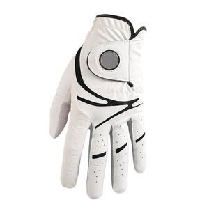 Guantes de entrenamiento de golf antideslizantes duraderos para adultos Piel de oveja transpirable Cabretta Cuero Blanco Izquierda Modelo de embalaje personalizado - Product Image 2
