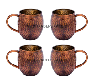 Mug à Moscow Mule en cuivre martelé écologique de 500 ml avec couleur et logo personnalisés, design d'art moderne par MHQ Traders PVT LTD - Product Image 4