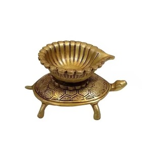 Handcrafted Brass Diya Gold Finish Oil Lamp for Diwali <b>Temple</b> Decoration Hindu Festival <b>Home</b> Pooja Decor - Product Image 6