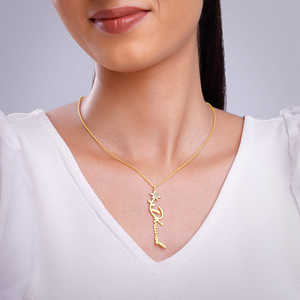 Pendentif personnalisé nom de fleur d'or avec chaîne à maillons diamant et perle géométrique et tendance pour les occasions de fête - Product Image 4