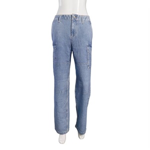 Pantalones de chándal de mezclilla de cintura alta para mujer de alta calidad, Pantalón recto con cremallera y bolsillos casuales para exteriores para invierno - Product Image 1