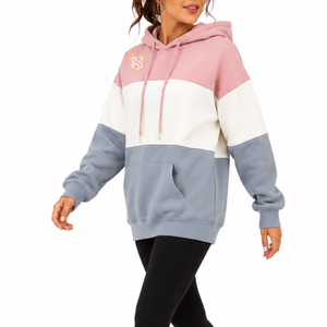 Sudadera con Capucha para Mujer, Diseño Color Block, Mezcla de Algodón y Felpa, con Bolsillo y Logotipo Bordado en la Parte Delantera, Ropa Casual de Invierno - Product Image 5