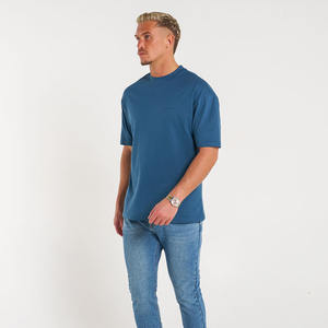 Camisetas Deportivas de hombre pesado con logotipo personalizado 100% de algodón, camisetas informales de gran tamaño con cuello redondo, pantalones cortos deportivos de algodón para gimnasio y Fitness - Product Image 3