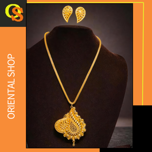 ชุดต่างหูสร้อยคอที่ออกแบบใหม่ล่าสุดพร้อมชุดต่างหูสร้อยคอชุบทอง22K - Product Image 2