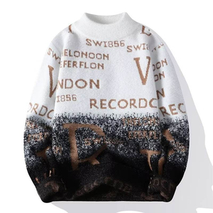 Pull pour hommes 2022 printemps nouveau lâche col rond sweats vente chaude couleur unie pull hommes sweats - Product Image 5
