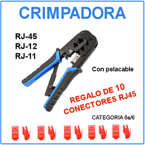 Outil de sertissage en acier RJ45 RJ12 RJ11 avec 10 connecteurs gratuits - Product Image 1