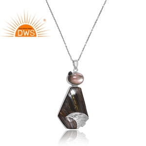 Venta caliente 925 plata esterlina Natural Multi piedra preciosa colgante collar personalizado joyería fabricante - Product Image 2