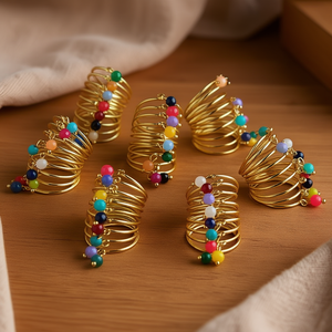 Gold Plated Bohemian Style Cluster <b>Rings</b> Alloy Prong Set with Lab Created Stones for Party - Product Image 3