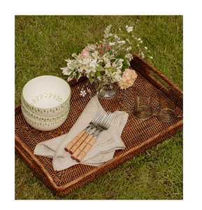 Bandeja rectangular de ratán para desayuno, pan, fruta, comida, aperitivos, desayuno, bandeja de ratán para servir, el precio más bajo - Product Image 1
