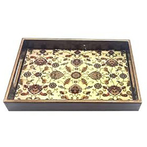 Bandeja de servicio esmaltada hecha a mano con asas Bandeja de madera de mango ecológica para hotel y restaurante Diseño decorativo para servir comida - Product Image 2