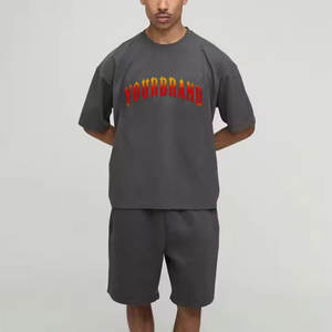 Vente en gros 2025 été vente chaude 100% coton 2 pièces ensemble t-shirt et short respirant DTF imprimé Logo écologique - Product Image 6
