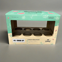 Boîte à Boissons en Carton Robuste avec Fenêtre Transparente, Doublure en Éponge Colorée, Biodégradable, Imperméable, Lamination Mate, Taille Personnalisée