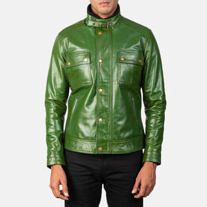 Veste en cuir pour hommes de style décontracté à la mode recouvert de cuir de vache à boutons veste en cuir pour hommes - Product Image 4