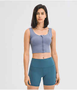 Sujetador deportivo de alto impacto con diseño acolchado y transpirable de secado rápido Cremallera frontal Gimnasio Activewear para entrenamiento y yoga - Product Image 2