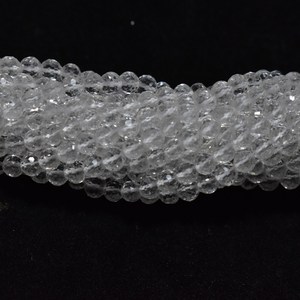 Perles rondes facettées en cristal de quartz 4,25 mm, brin de 13 pouces, perles de pierres précieuses transparentes pour colliers et bracelets - Product Image 4