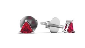 Women's 925 Sterling Silver Classic Geometric Design Stud Earrings 4.5mm Natural Ruby Trillion Cut Claw Setting Fashion - Product Image 4