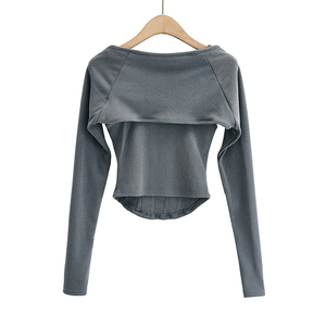 Vêtements d'extérieur pour femmes taille haute licou court femmes vert côtelé tricot haut court précieux décontracté basique maigre été gilet - Product Image 2