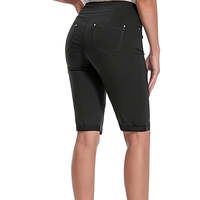 Jenna Rose Pantalon Capri Décontracté pour Femme Petite Taille, Style Bermuda, à Enfiler, avec Détail Rivets, 5 Poches, Ourlet à Revers, en Polyester