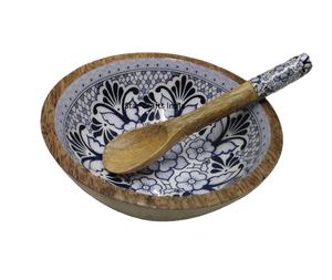 Cuenco de madera de Acacia Natural con esmalte impreso en el interior, venta al por mayor, para comida y ensalada con servicio s - Product Image 1