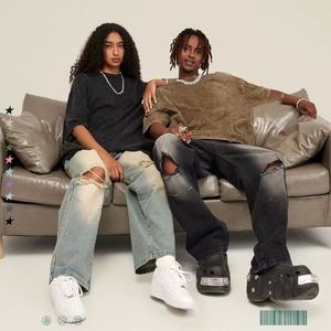 Verano 285G Heavy Wash Batik cuello redondo manga corta American Vintage Heavyweight Acid Wash camiseta hombres camiseta para hombres - Product Image 3