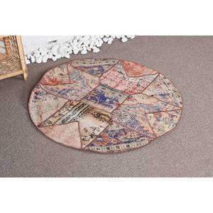 Alfombra de retales de lana Beige Vintage hecha a mano, 3,4x3,4 pies, área grande, patrón de pasillo rectangular para dormitorio, sala de estar, látex - Product Image 2