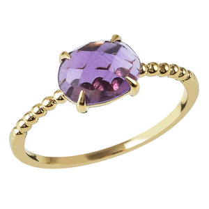 Vente en gros de bijoux fins en argent sterling 925 plaqué or délicat romantique classique bague en pierre d'améthyste naturelle pour les mariages - Product Image 1