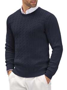 <b>Mens</b> ivory cable knit crew neck <b>sweater</b> - Product Image 2