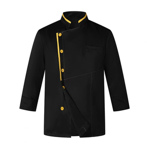 High Quality Custom Executive Chef Coat Pant Set 100% Cotton Material <b>Black</b> <b>Buttons</b> Unisex Customized Color Restaurants Uniforms - Product Image 4