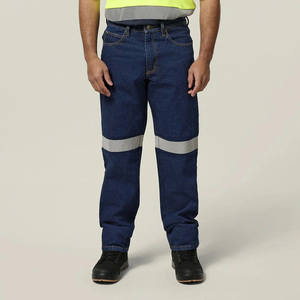 Pantalons de travail haute visibilité pour hommes, jeans en denim personnalisés avec éléments réfléchissants, pantalons cargo grande taille - Product Image 1