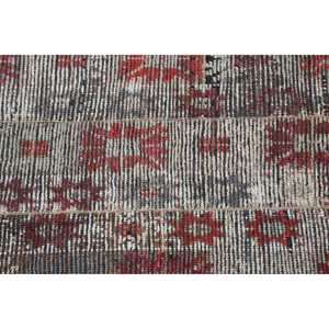 Tapis turc, tapis vintage 3,7x3,7 pieds, tapis en laine rayé rouge - Product Image 5